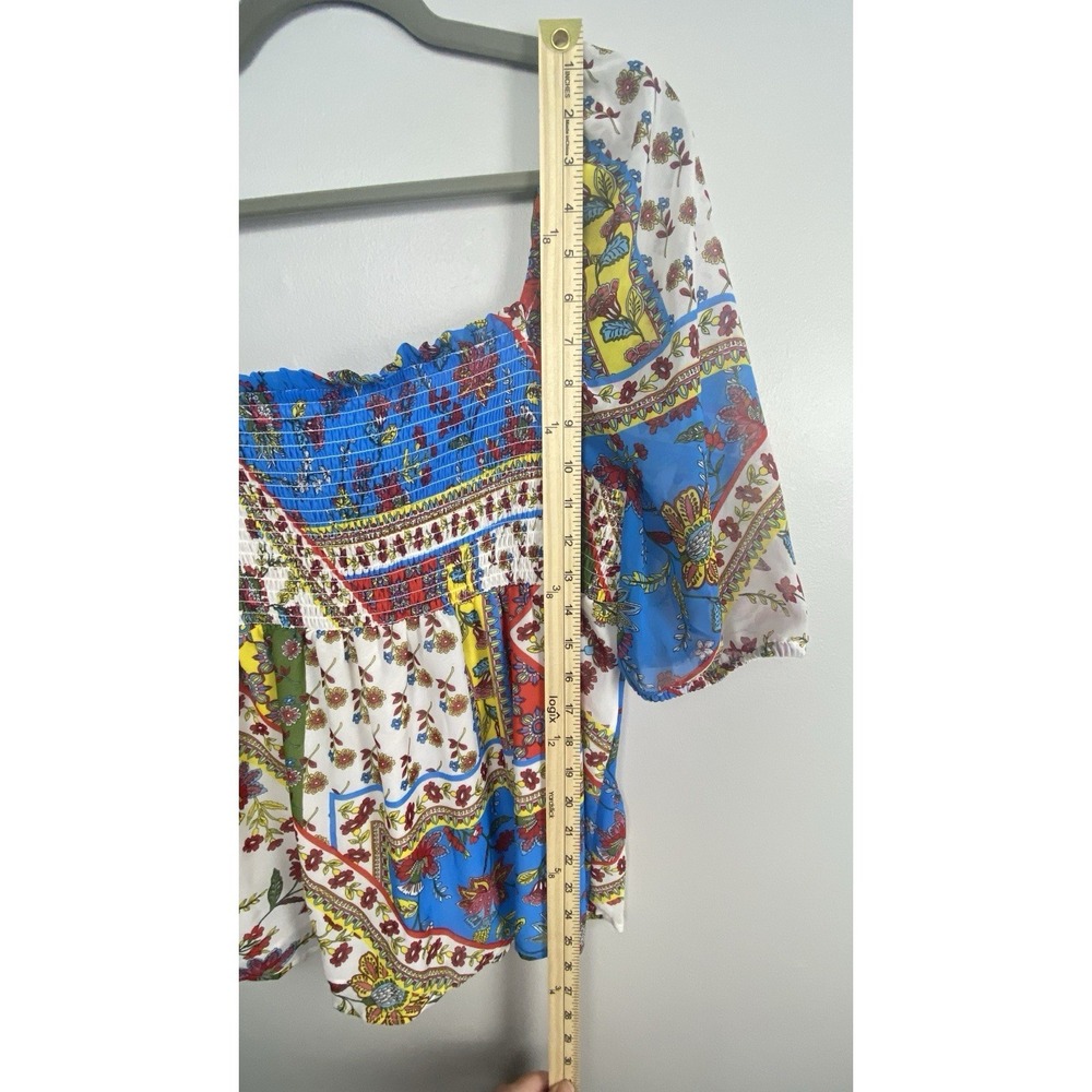 NWT Woman's Top Semi-Sheer Patchwork Floral BOHO Festival Lightweight Size M - Picture 8 of 10